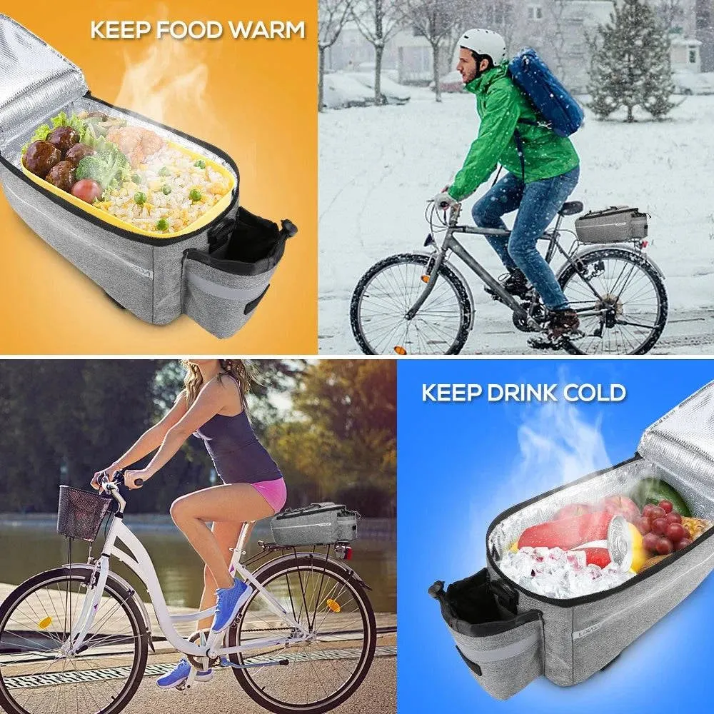 Lixada Insulated Trunk Cooler Bag Cycling Bicycle Rear Rack Storage Luggage Bag Reflective MTB Bike Pannier Bag Shoulder Bag