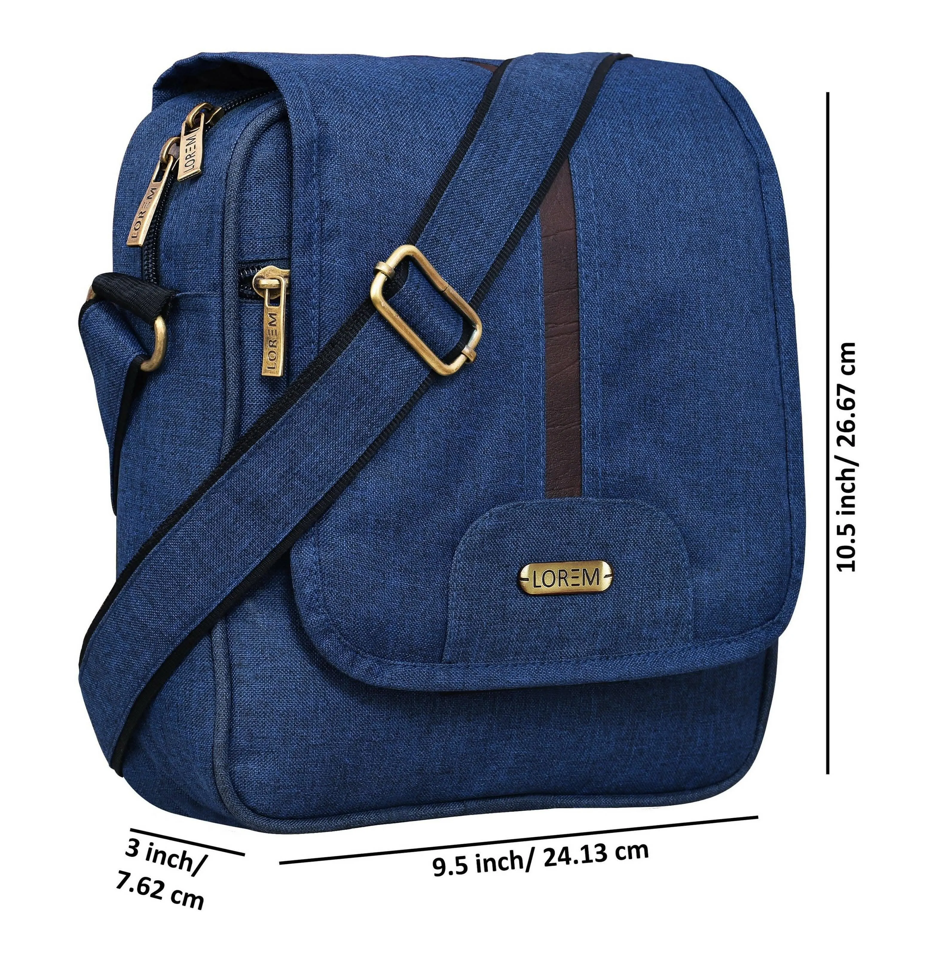 LOREM Blue Stylish Linen Textured Cross Body Sling Bag For Men (SL06)