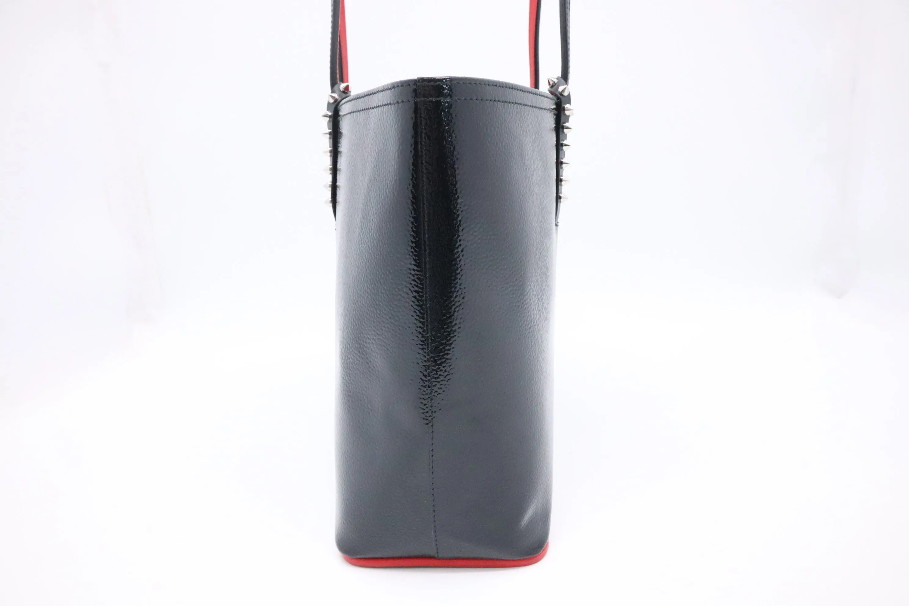 Louboutin Cabata Small in Black Textured Enamel Leather