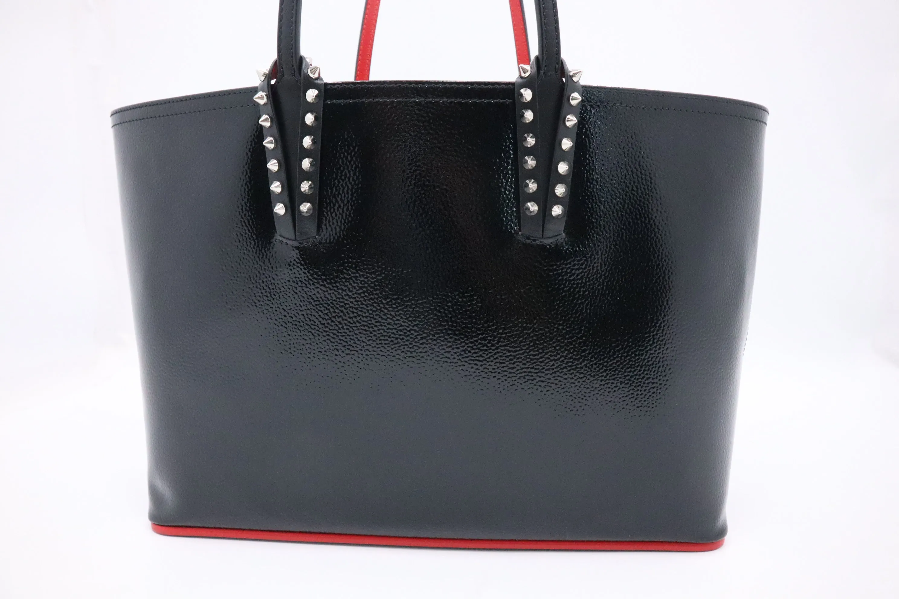 Louboutin Cabata Small in Black Textured Enamel Leather