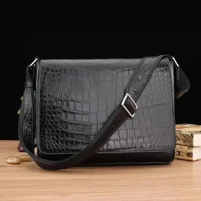 Mens Crocodile Leather Mesenger Bag For Laptop