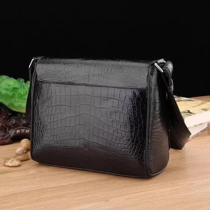 Mens Crocodile Leather Mesenger Bag For Laptop