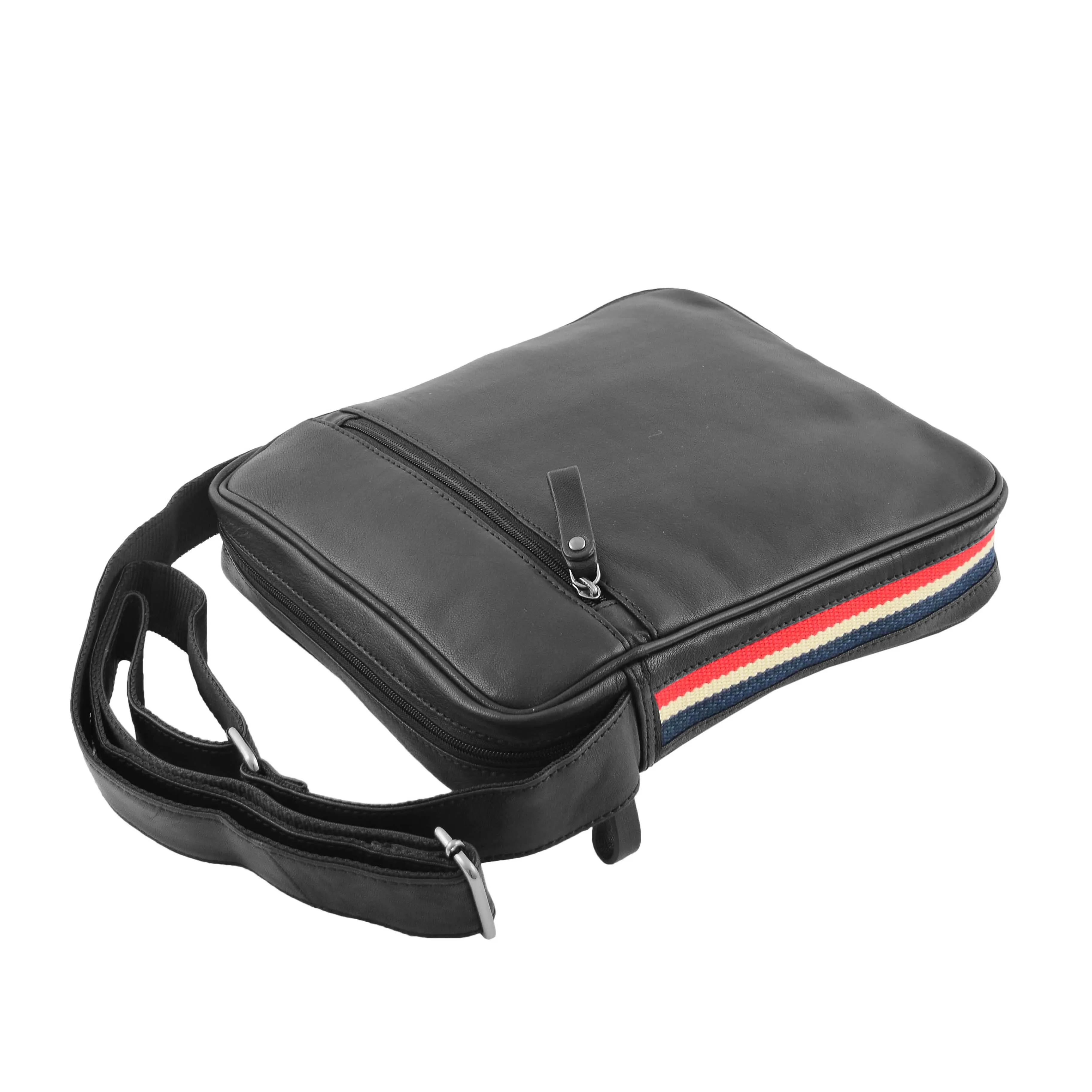 Mens Leather Cross Body Travel Flight Bag Aller Black