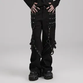 Men's Punk Mesh Splice Strappy Trousers