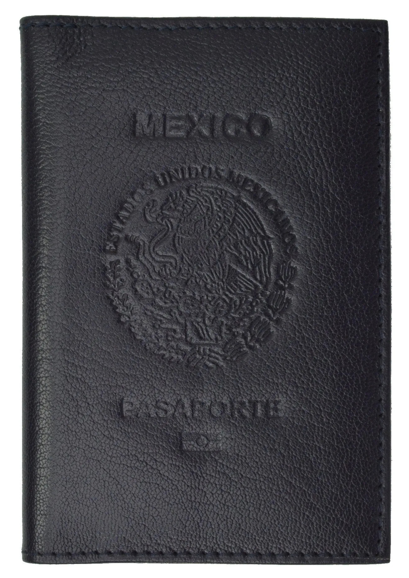 Mexico Passport Cover Genuine Leather Travel Wallet with Emblem Embossed Pasaporte 151 BLIND Mexico