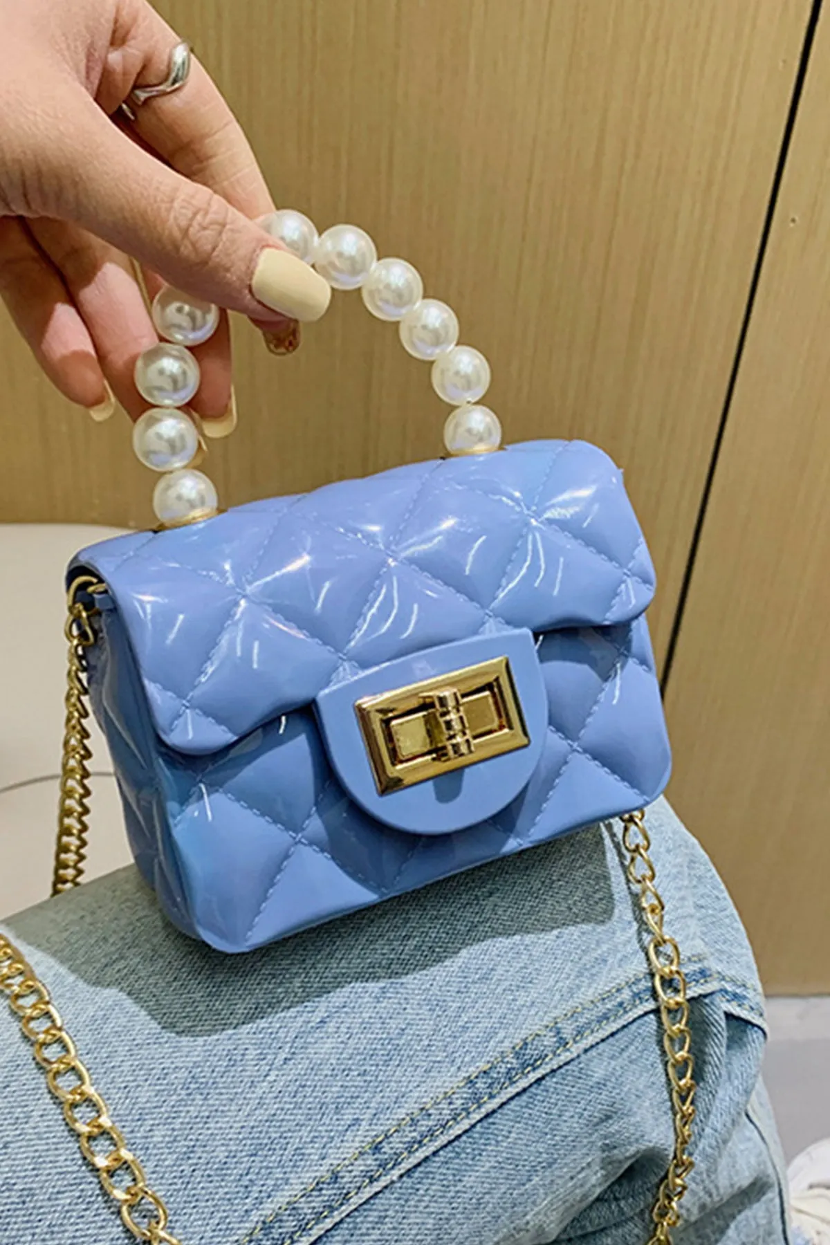 Mini Pearl Blue Bag - A23 - WHB0044