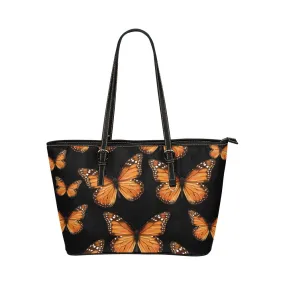 Monarch Butterfly Tote Bag Purse, Animal Print Handbag Women High Grade Leather Zip Top Small Large Designer Handmade Shoulder Work Bag