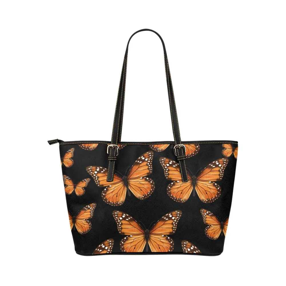 Monarch Butterfly Tote Bag Purse, Animal Print Handbag Women High Grade Leather Zip Top Small Large Designer Handmade Shoulder Work Bag