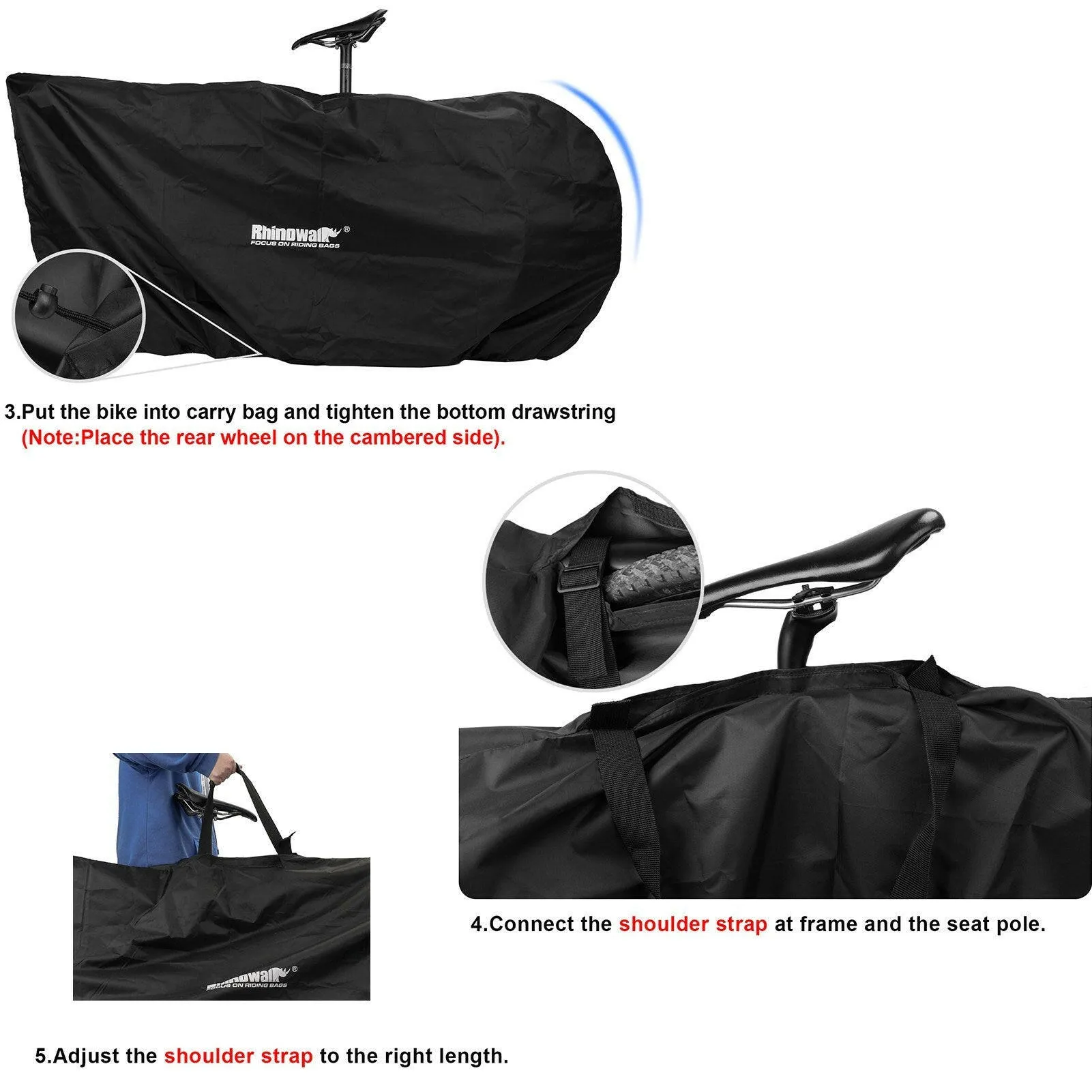 Mountain Bike Carry Bag for 26-27.5 Inch Portable Cycling Bike MTB 700C Travel Bicycle Storage Bag