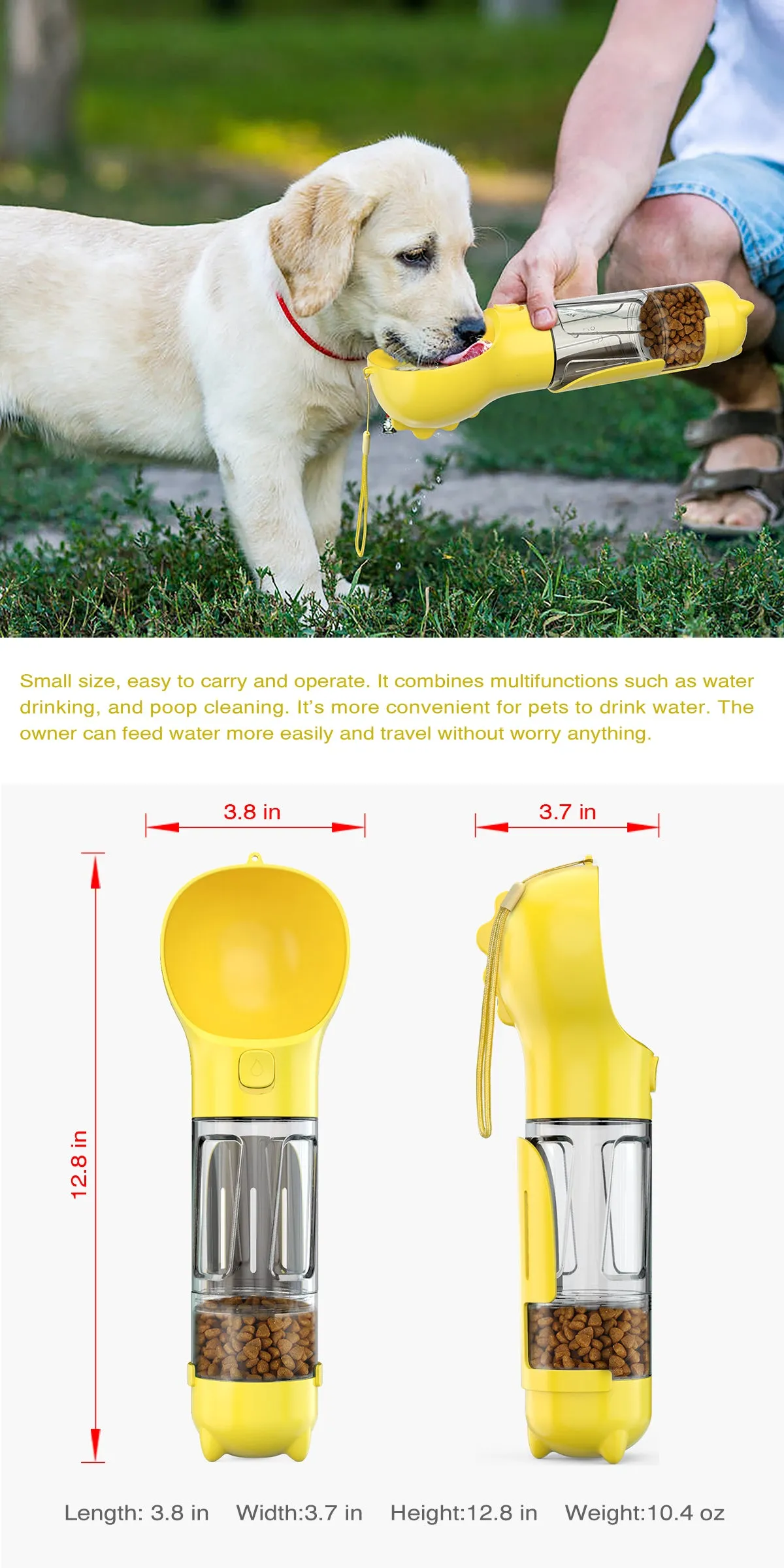 Multifunctional Outdoor Portable Dog & Cat Water Bottle, 300ml Water Capacity