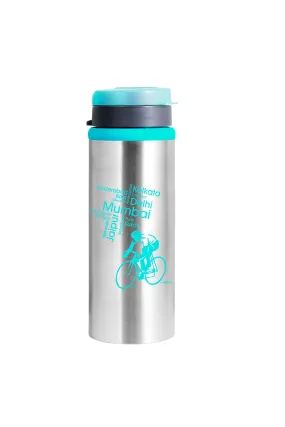 NanoNine Sprint 600 ml, Blue Single Wall Flip Top Stainless Steel Fridge Water Bottle.