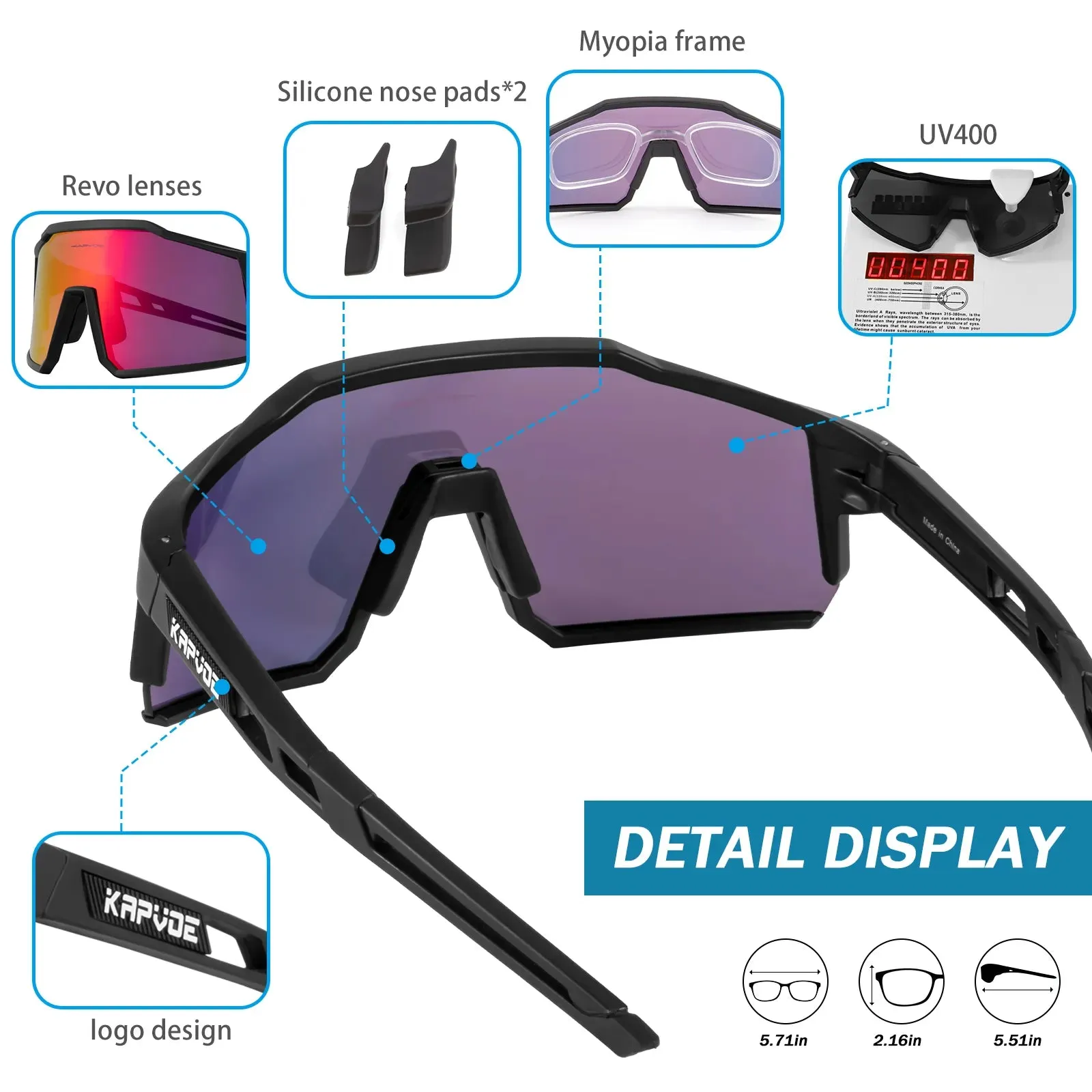 New Kapvoe Polarized Cycling Glasses Mountain Road Bike Cycling Goggles Men Sunglasses Eyewear Windproof Sport Bicycle Glasses