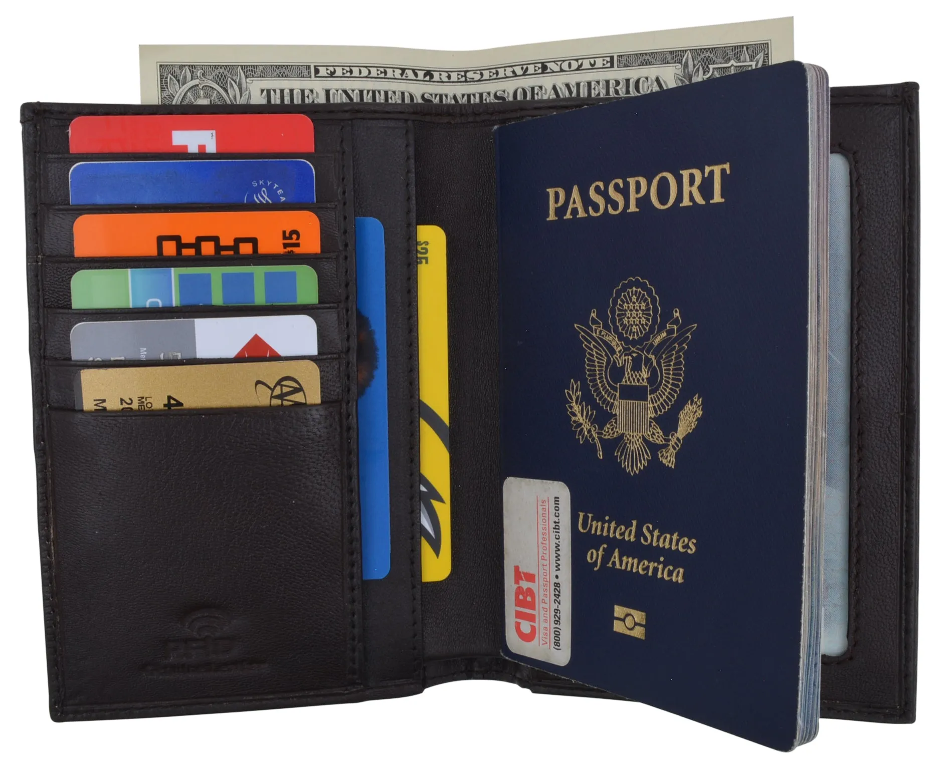 New Leather Travel Passport Holder Wallet For Men and Women Unisex RFID Blocking