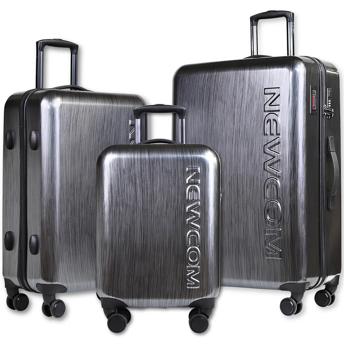 Newcom Hard Shell Trolley Suitcase 20/24/28" Set of 3 Iron Grey