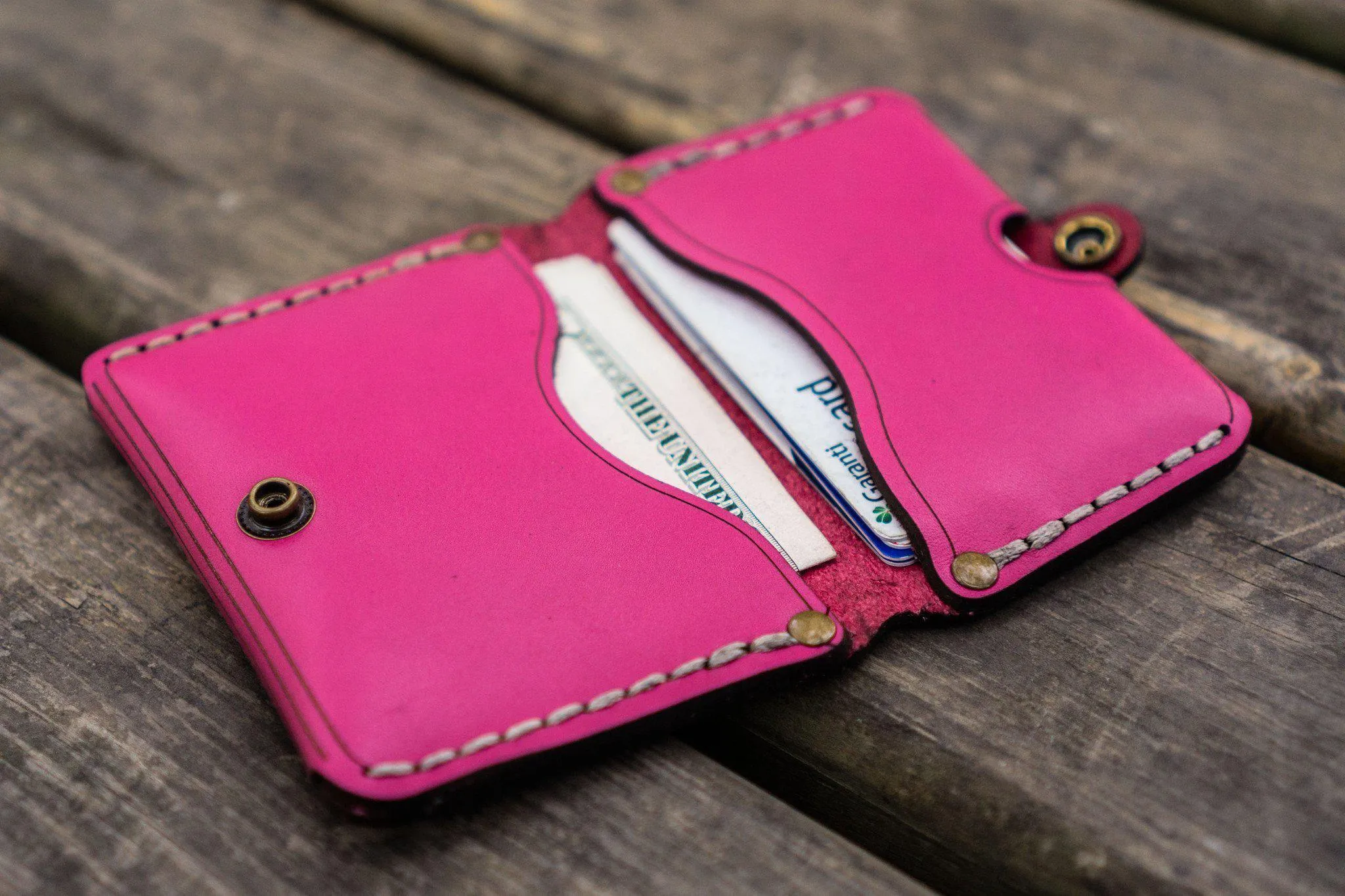 No.38 Personalized Minimalist Hanmade Leather Wallet - Pink