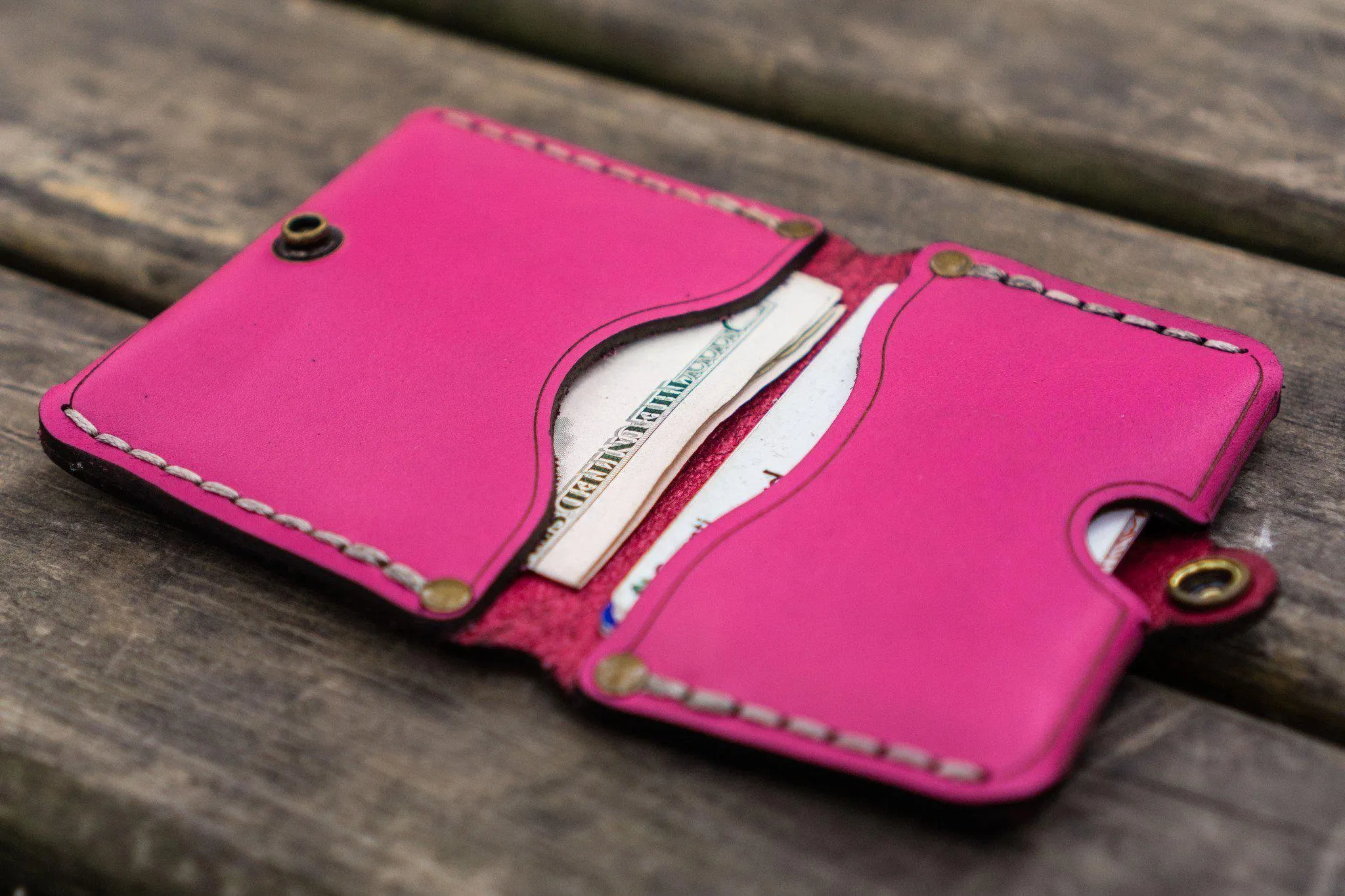 No.38 Personalized Minimalist Hanmade Leather Wallet - Pink