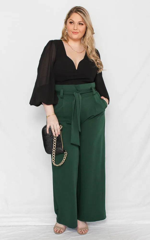 Nookie Wide Leg Pants - Forest Green