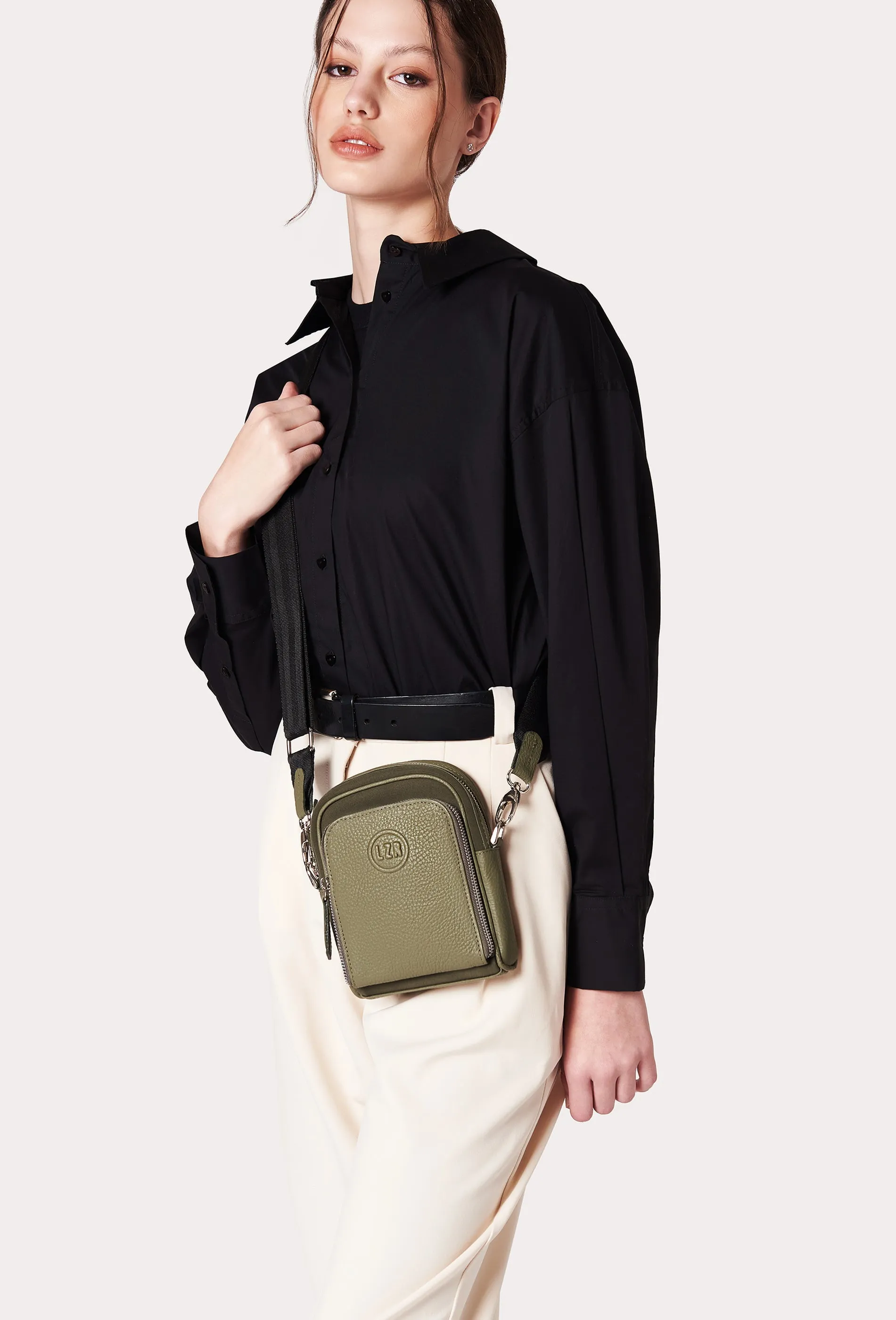 Olive Everyday Neoprene & Leather Mini Crossbody Bag