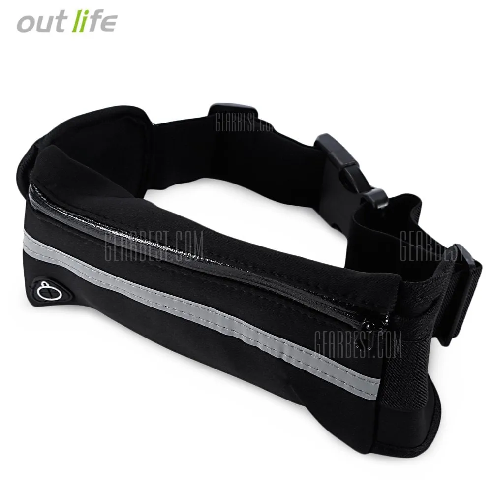 Outlife Water Resistant Running Waist Pack Marathon Belt Bag- BLACK