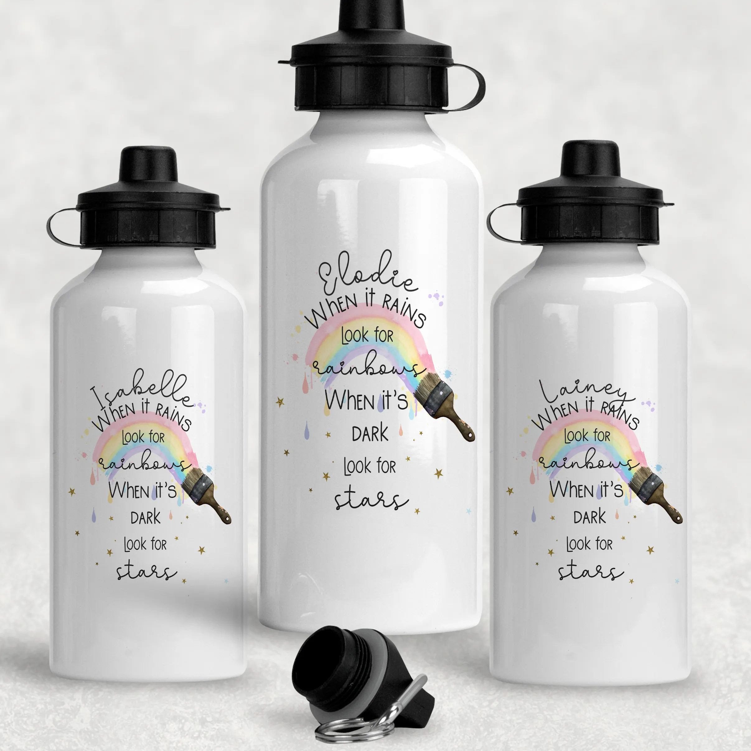 Paintbrush Rainbow Positivity Personalised Aluminium Water Bottle 400/600ml