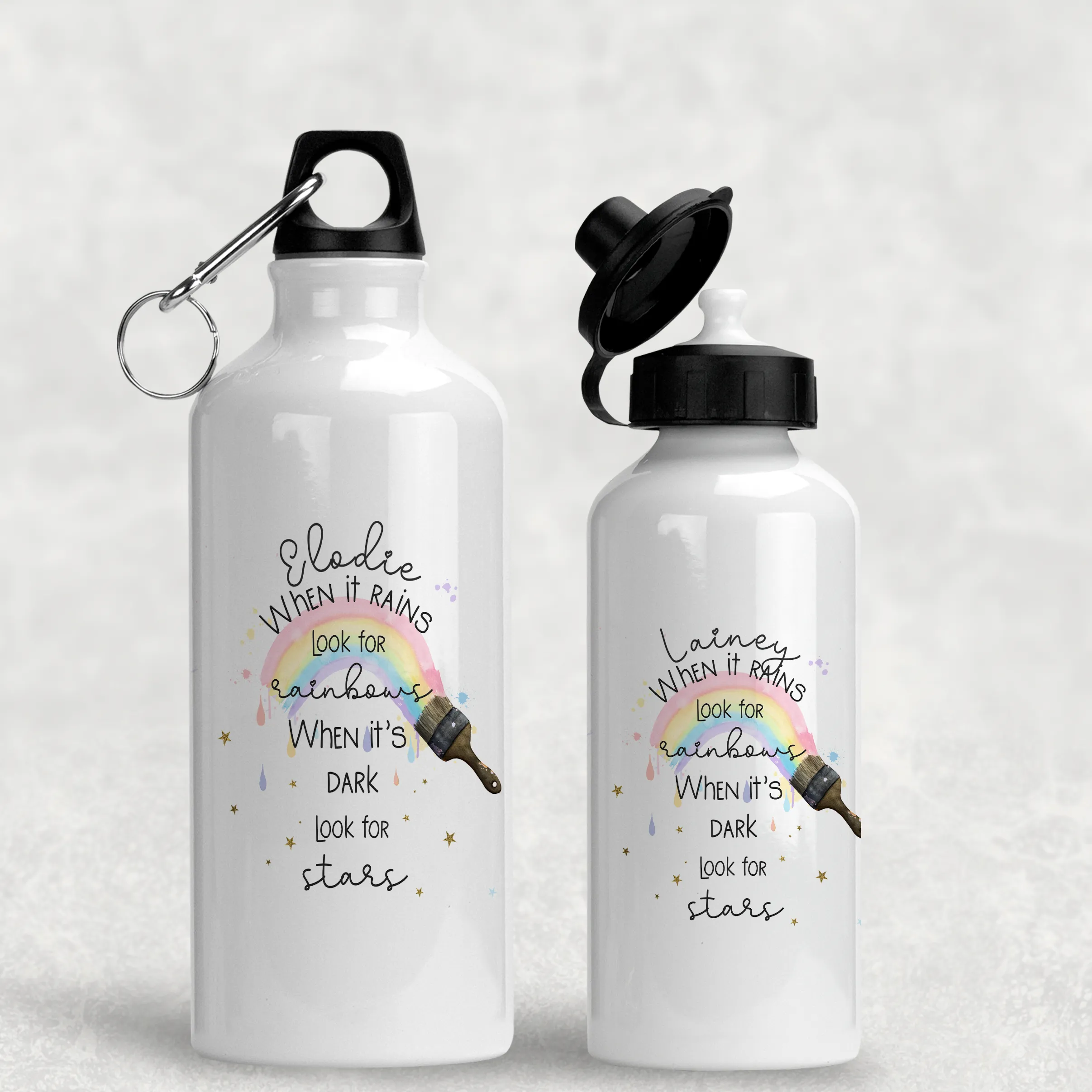 Paintbrush Rainbow Positivity Personalised Aluminium Water Bottle 400/600ml