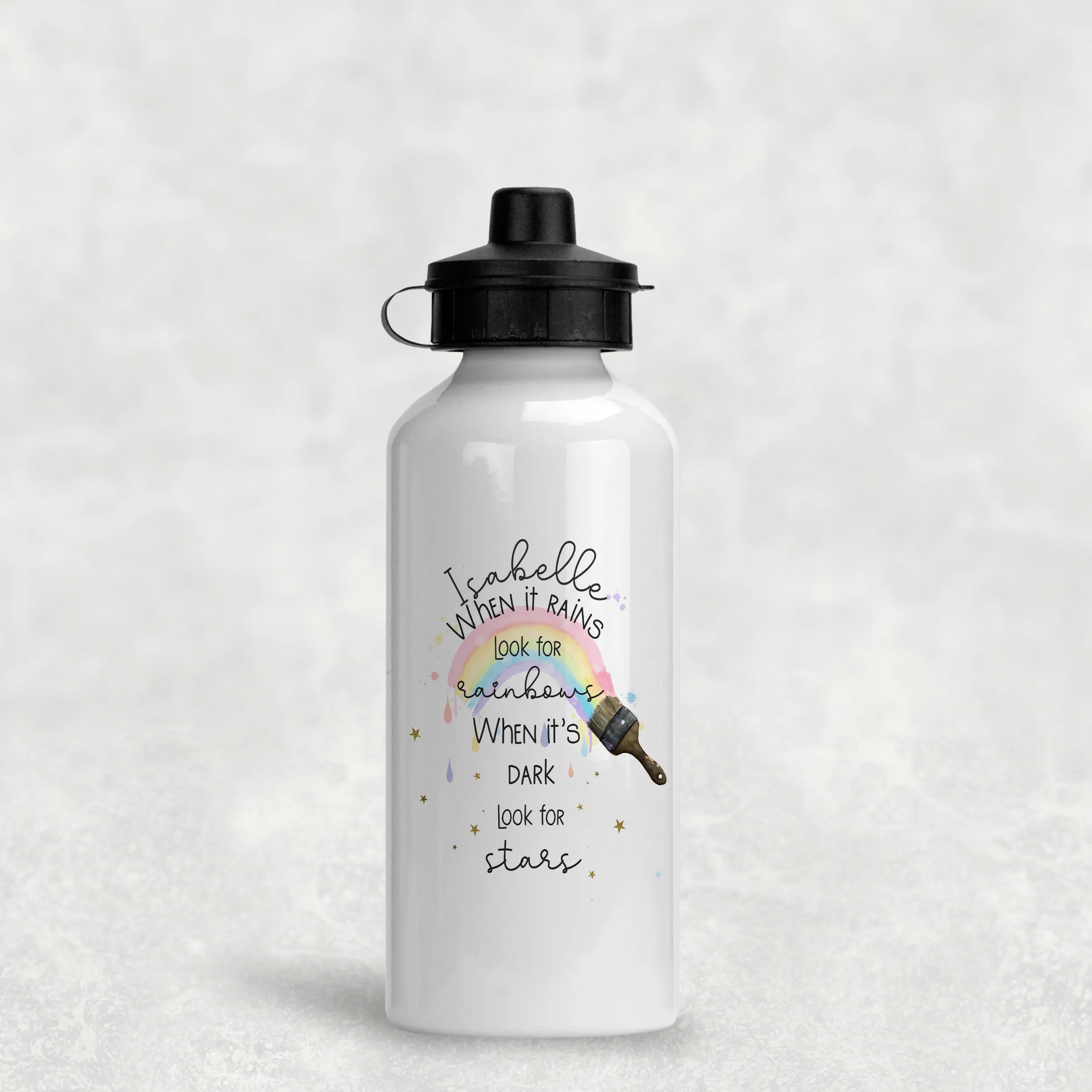 Paintbrush Rainbow Positivity Personalised Aluminium Water Bottle 400/600ml