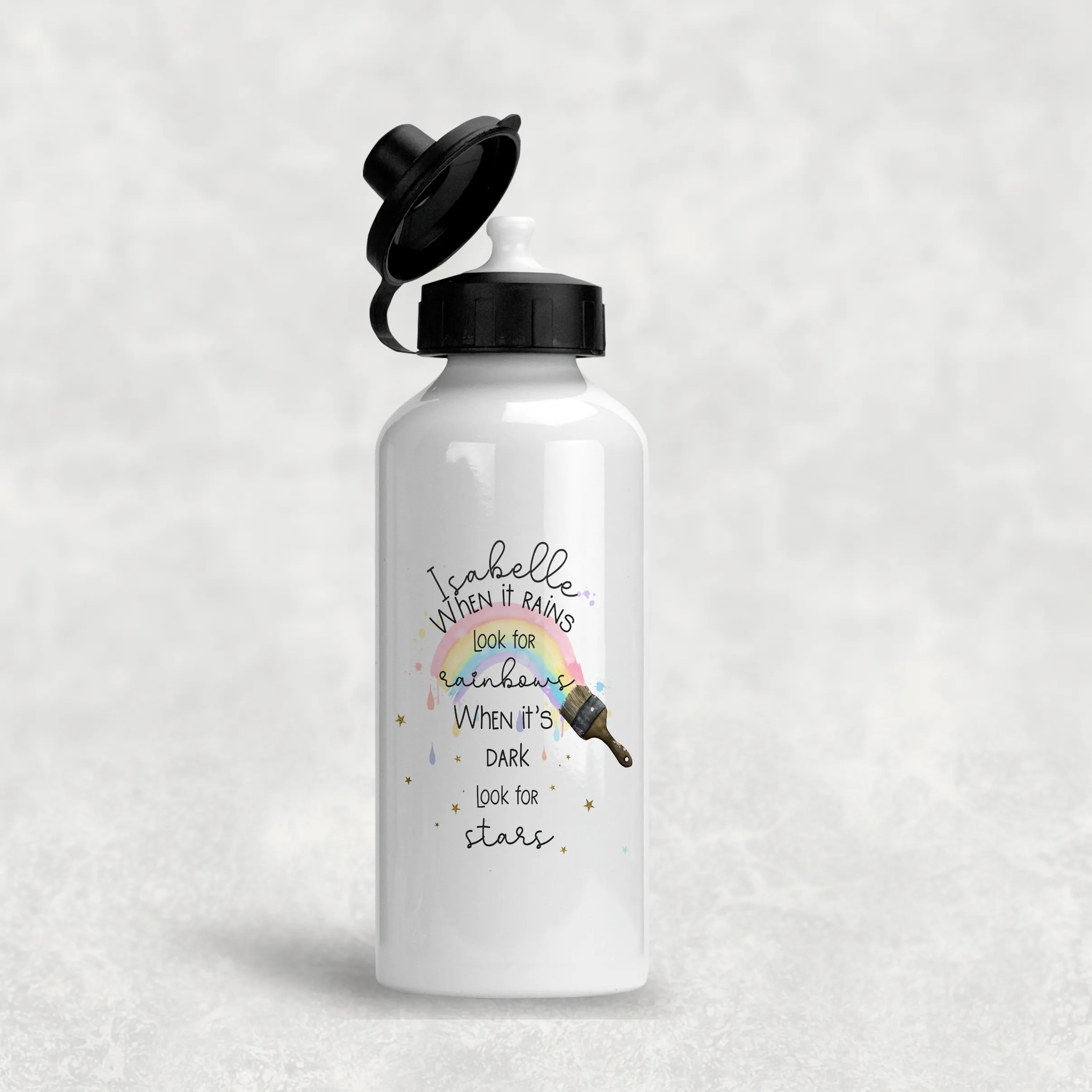 Paintbrush Rainbow Positivity Personalised Aluminium Water Bottle 400/600ml