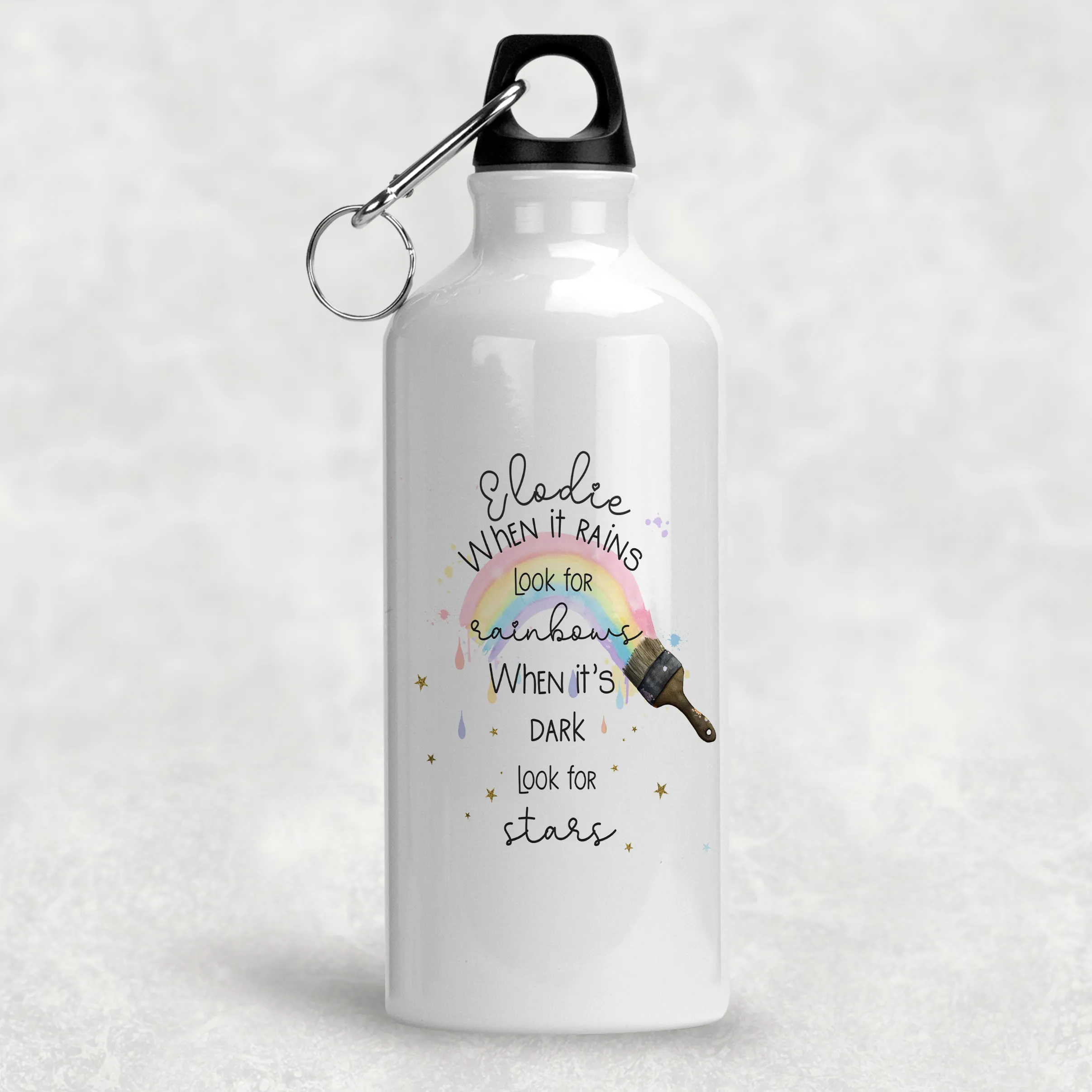 Paintbrush Rainbow Positivity Personalised Aluminium Water Bottle 400/600ml