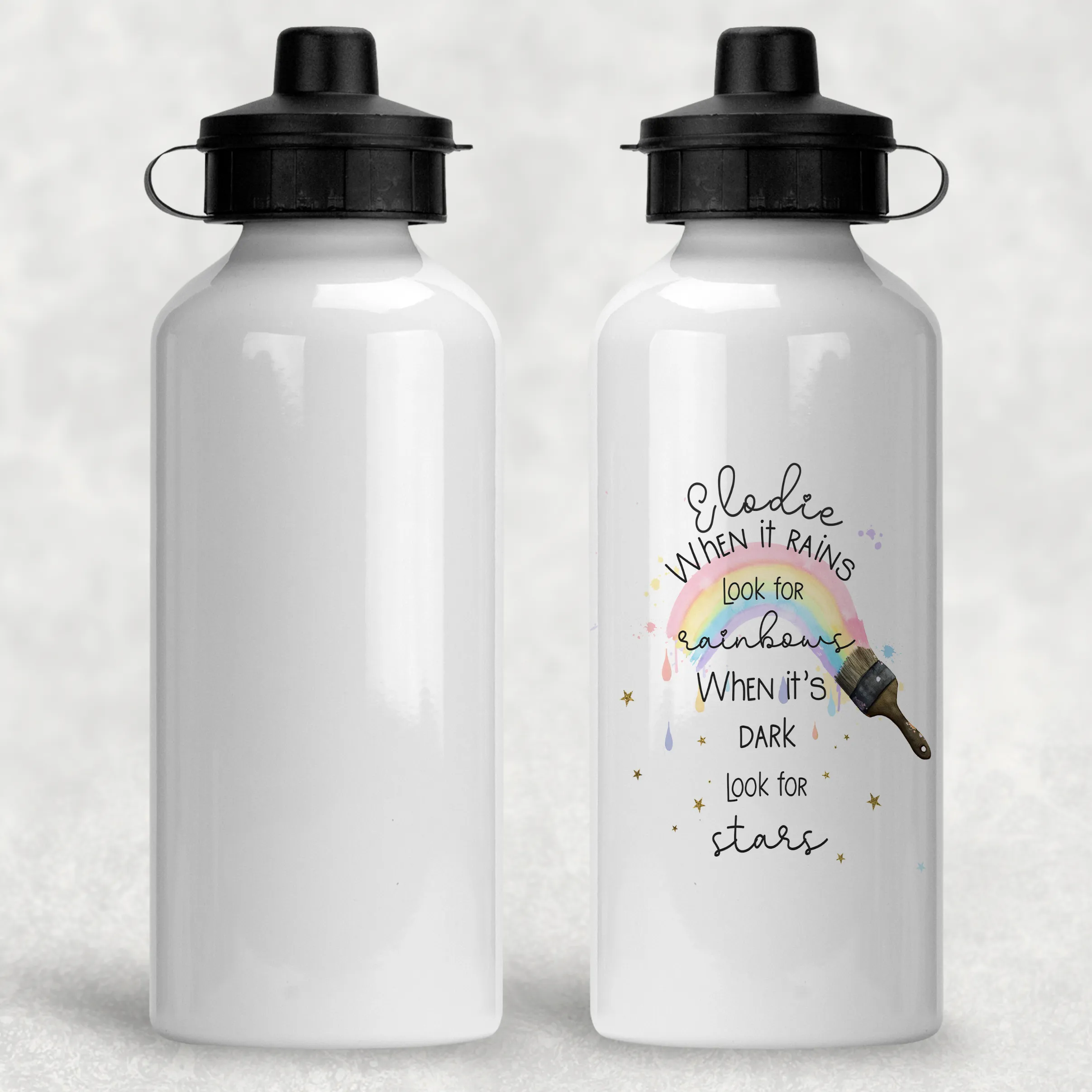 Paintbrush Rainbow Positivity Personalised Aluminium Water Bottle 400/600ml