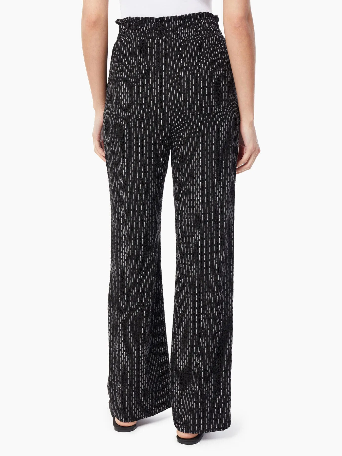 Patterned Paperbag Wide-Leg Pants