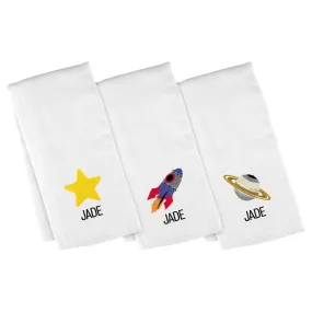 Personalized Emoji Burp Cloth - 3 Pack Space