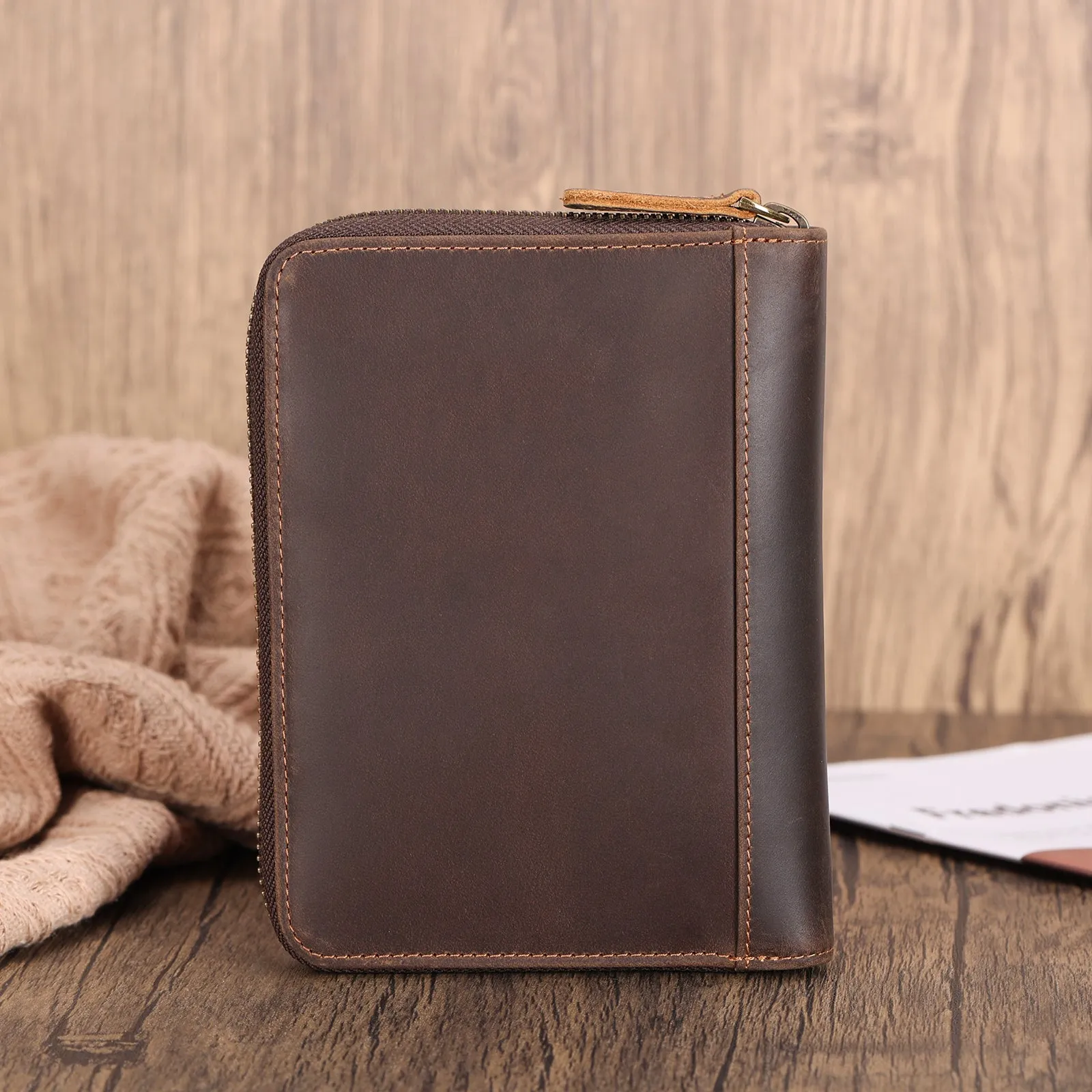 Polare Full Grain Leather Dual Passport Wallet and RFID Blocking Bifold Passport Cover Travel Document Organizer Holder 2 Passports