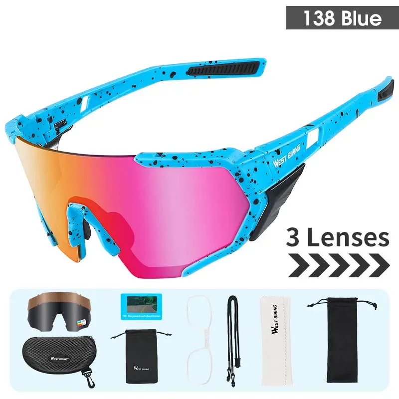 Polarized Cycling Sunlasses 3 Lens UV400 Windproof Sport Glasses Men Women MTB Road Bike Eyewear Cycling Goggles