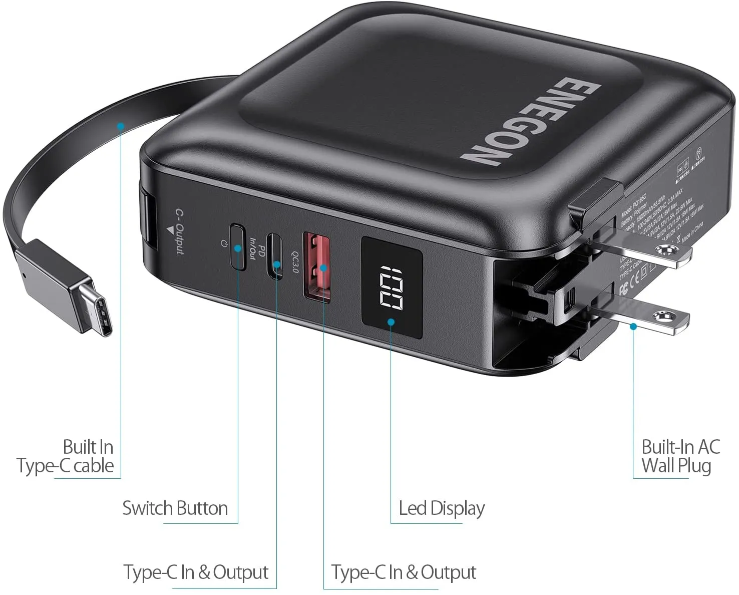 Power bank with AC outlet 3 in 1 -15000mAH