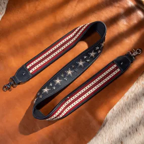 PST-1009  Montana West Western Guitar Style Stars & Stripe Crossbody Strap