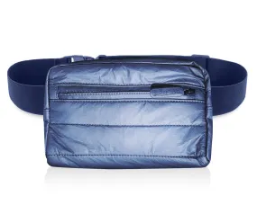 Puffer Fanny Pack in Shimmer Navy Blue