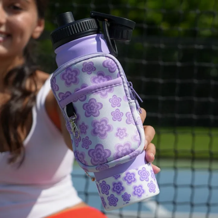 Purple Flower Bottle Pouch