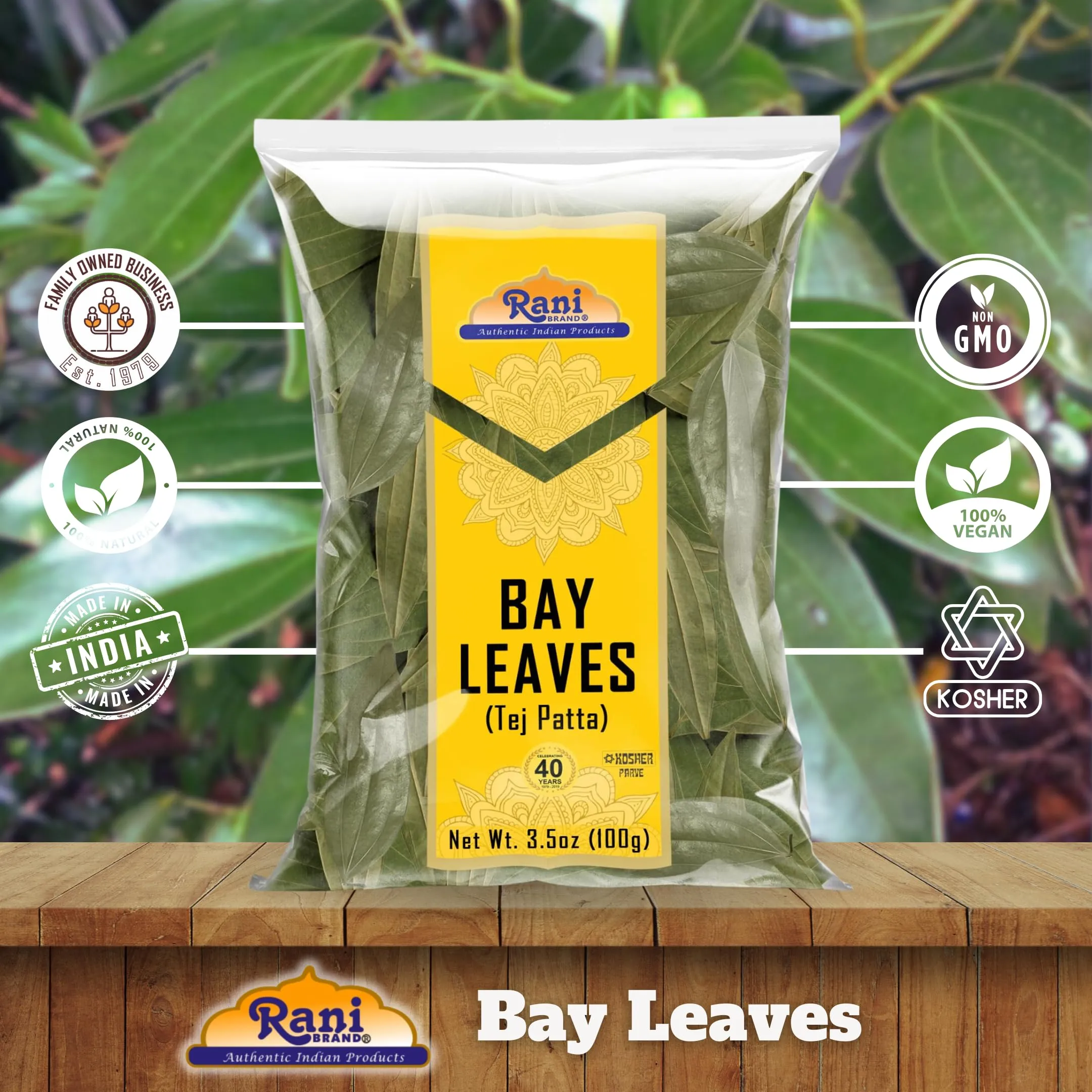 Rani Bay Leaf (Leaves) Whole Spice Hand Selected Extra Large 3.5oz (100g) ~ All Natural | Gluten Friendly | NON-GMO | Kosher | Vegan | Indian Origin (Tej Patta)