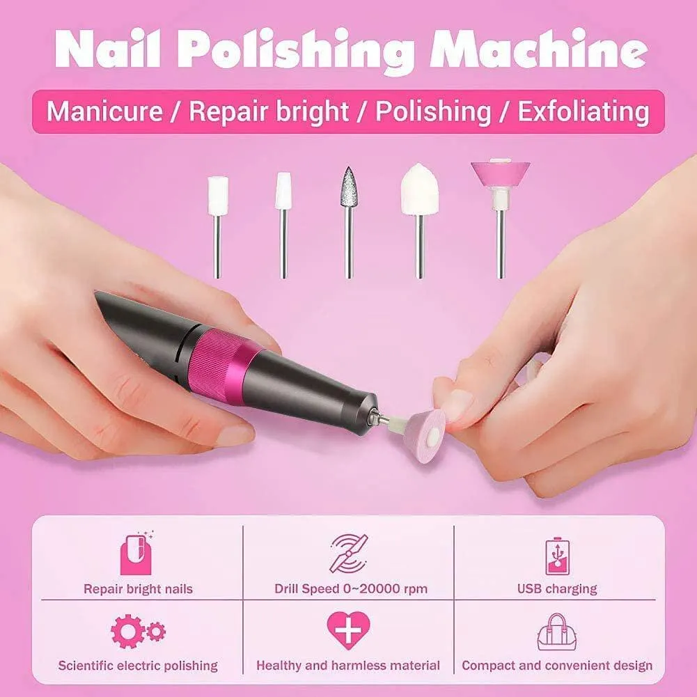 Rechargeable Nail Drill Kit with 2000mAh Phone Power Bank