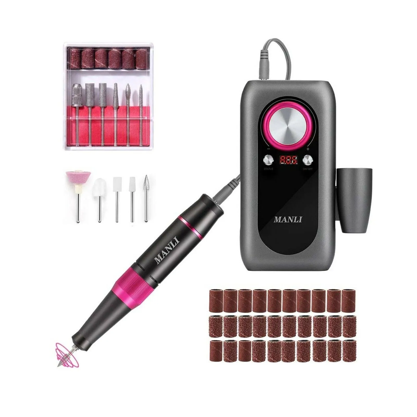 Rechargeable Nail Drill Kit with 2000mAh Phone Power Bank