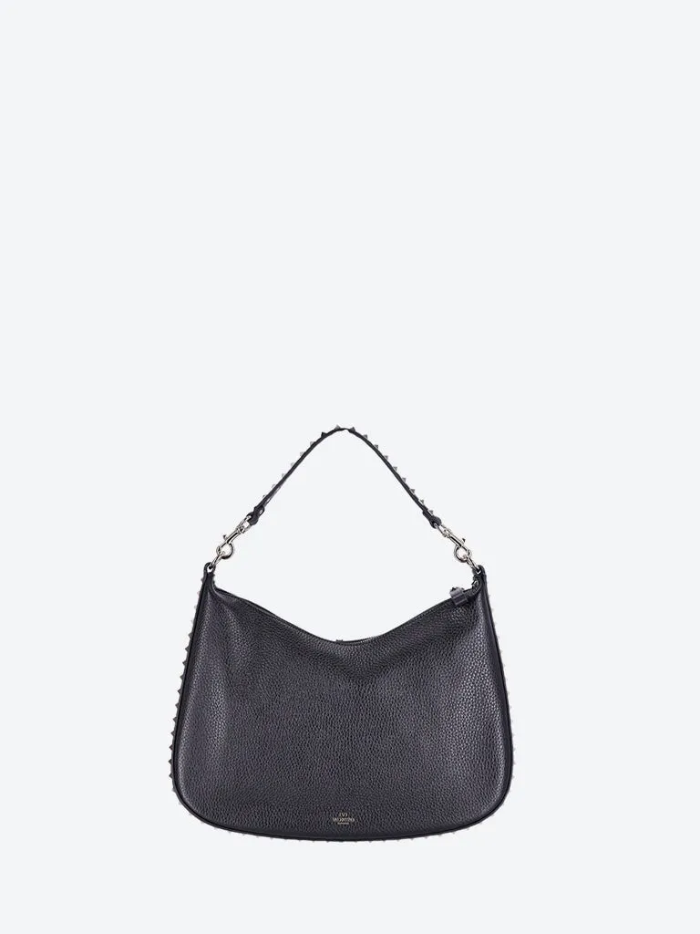 Rockstud leather hobo bag