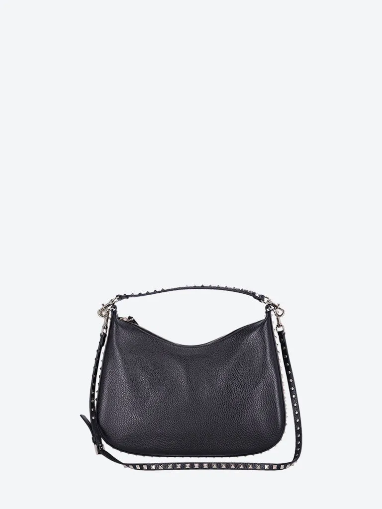 Rockstud leather hobo bag