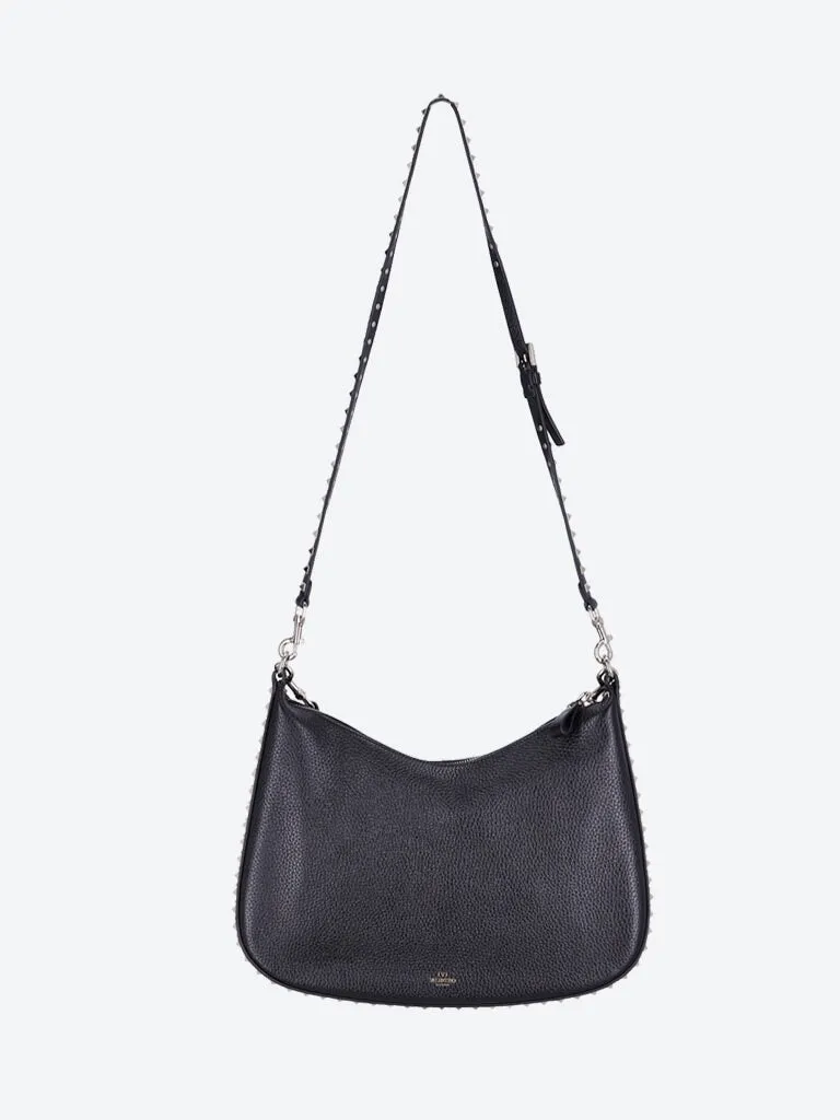 Rockstud leather hobo bag