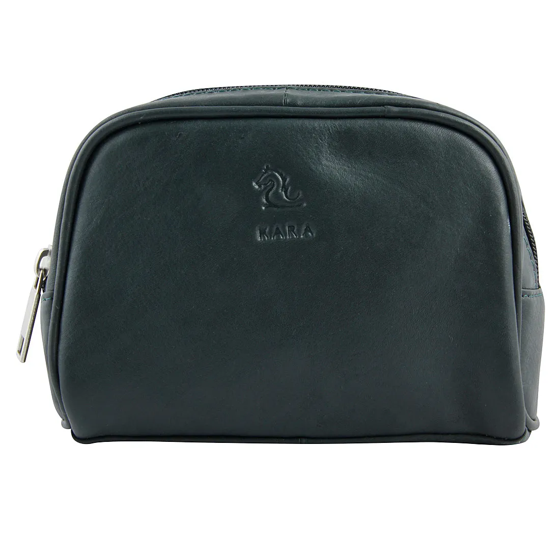 Sasha Black Leather Wash Bag for Women