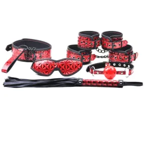 Sinful Bondage Embossed 6 Pcs SM Kit | Red