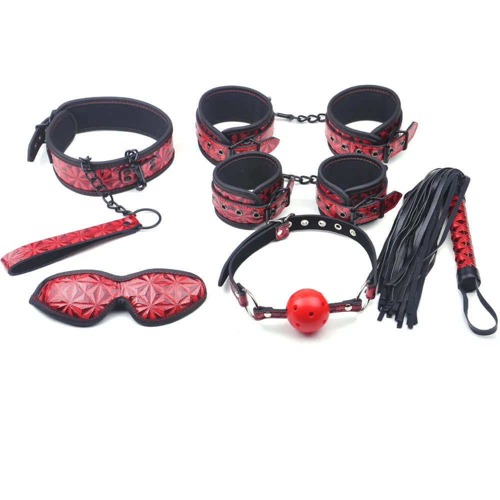 Sinful Bondage Embossed 6 Pcs SM Kit | Red