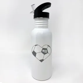 Soccer Watter Bottle, Personalized Sports Bottle with Straw, Water Bottle for Kids, "#1"