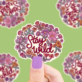 Stay Wild Wildflower Outdoor Water Bottle Vinyl Sticker