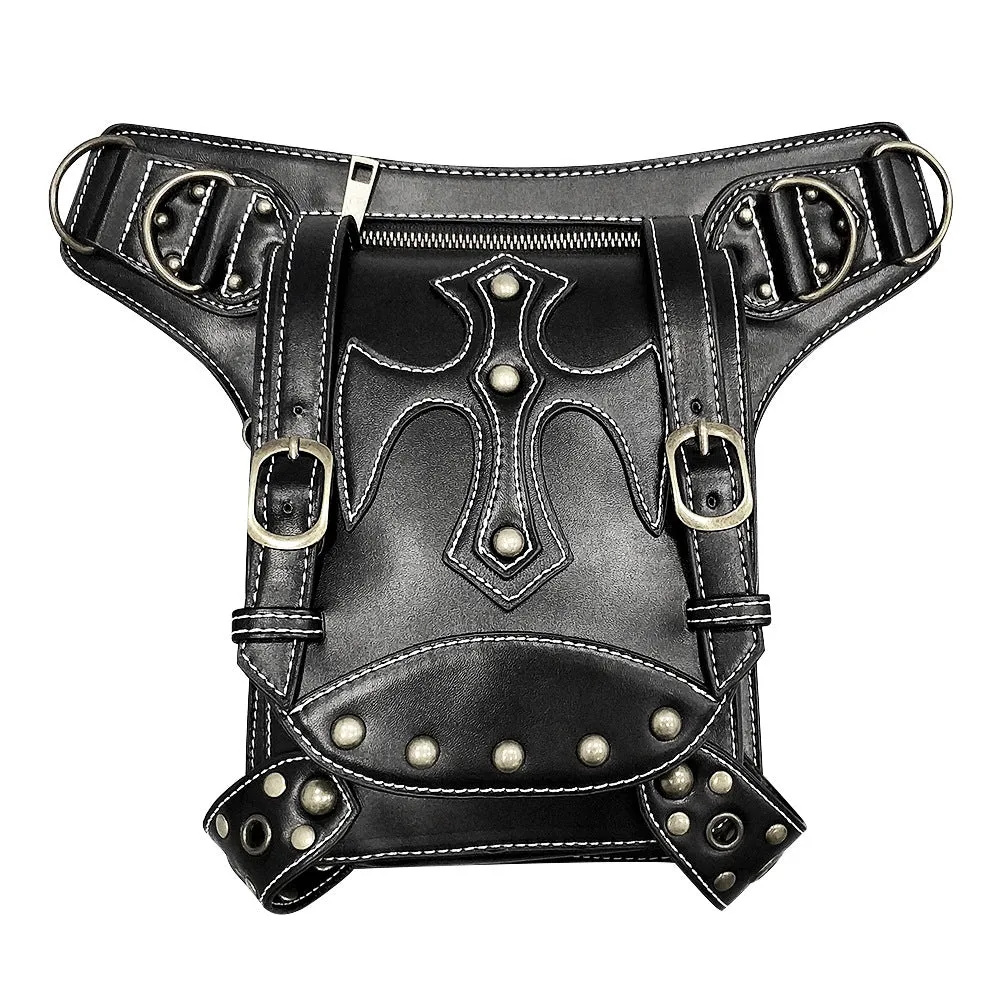 Steampunk Waist Pack Leather Shoulder Holster Purse Travel Pouch Bag