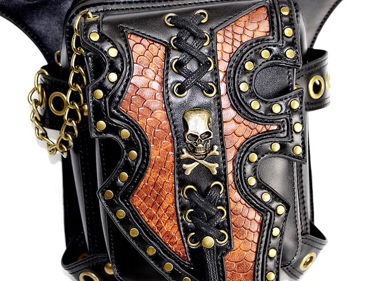 Steampunk Waist Pack Leather Shoulder Holster Purse Travel Pouch Bag